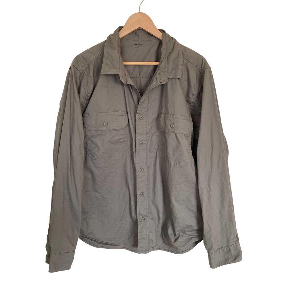Brahma Mens XL Olive Green Ripstop Long Sleeve Utility Work Shirt BR35100134950